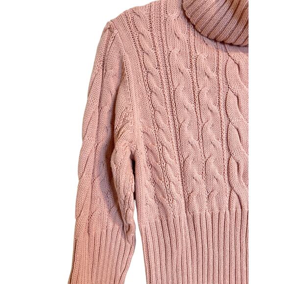 AXCESS Light Pink Cable Knit Sweater Turtle Neck Pullover - Picture 3 of 7